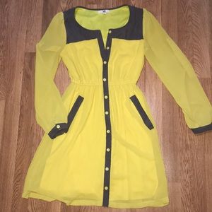 Yellow and grey color block dress!!